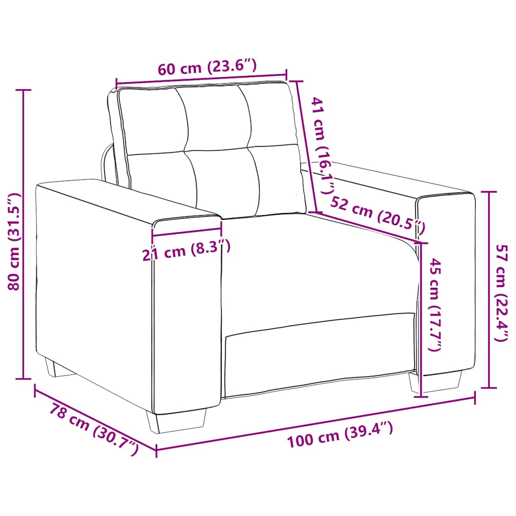 Sofa fotelja svijetlosiva 100x78x80 cm tkanina