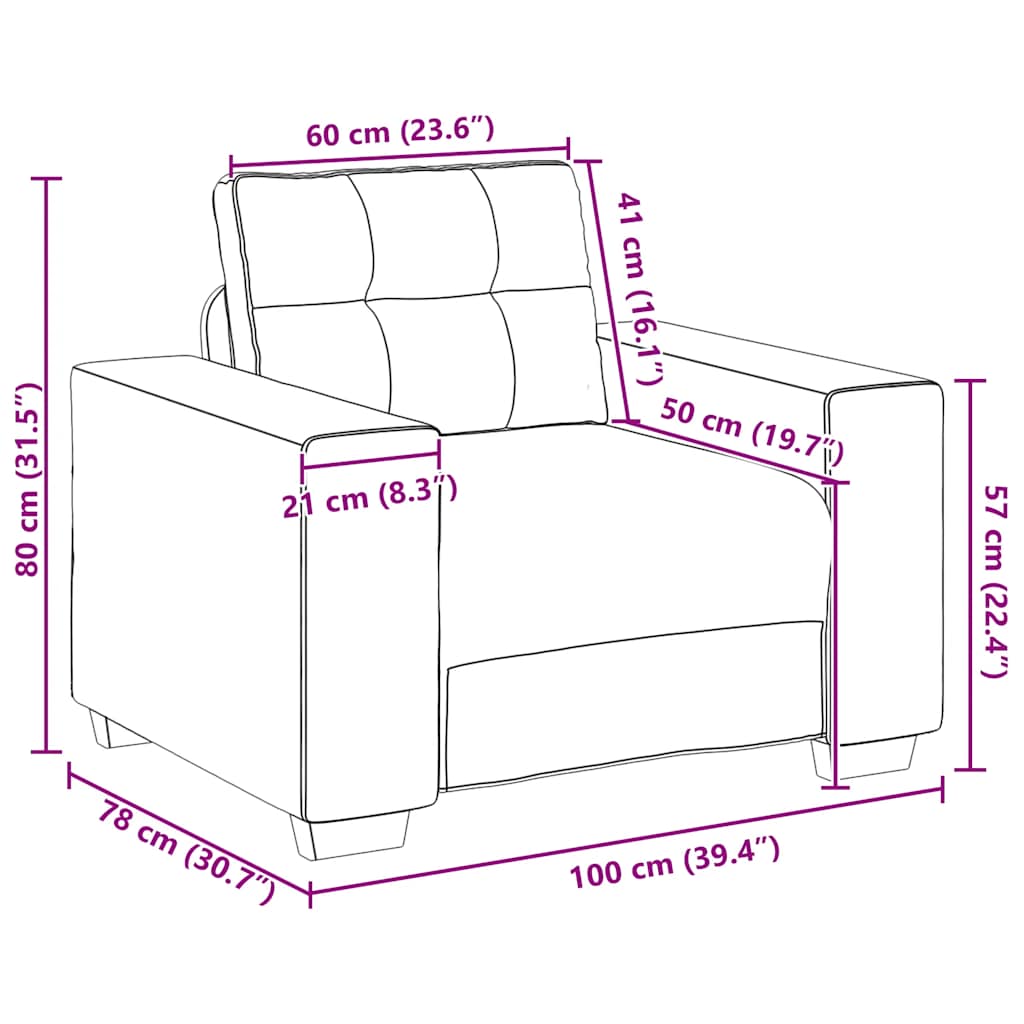 Sofa fotelja svijetlosiva 100x78x80 cm baršun