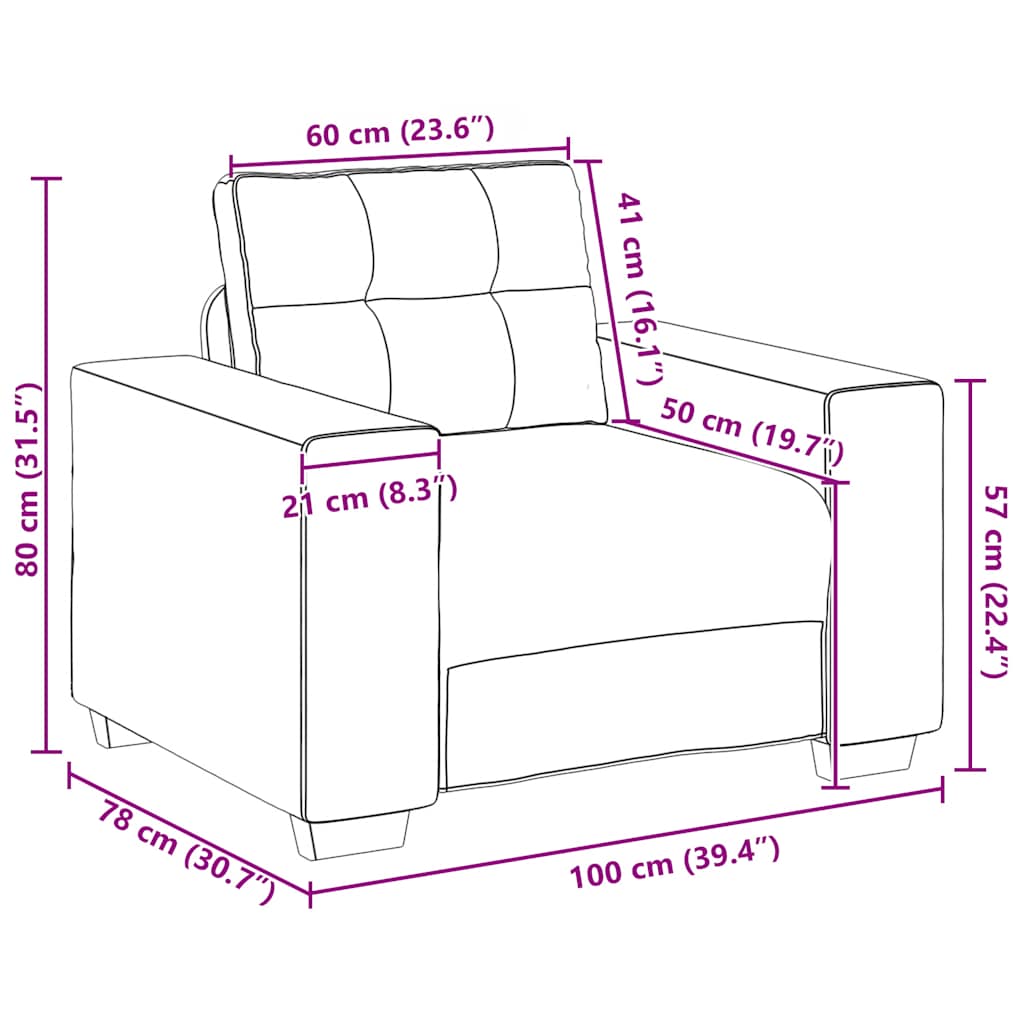 Sofa fotelja krem 100x78x80 cm baršun