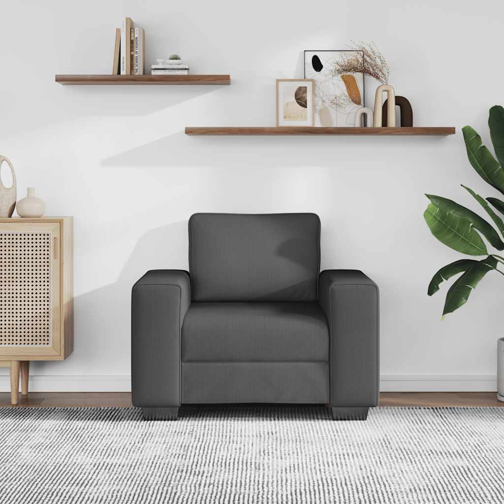 Sofa fotelja tamno siva 100x77x82 cm korduro tkanina
