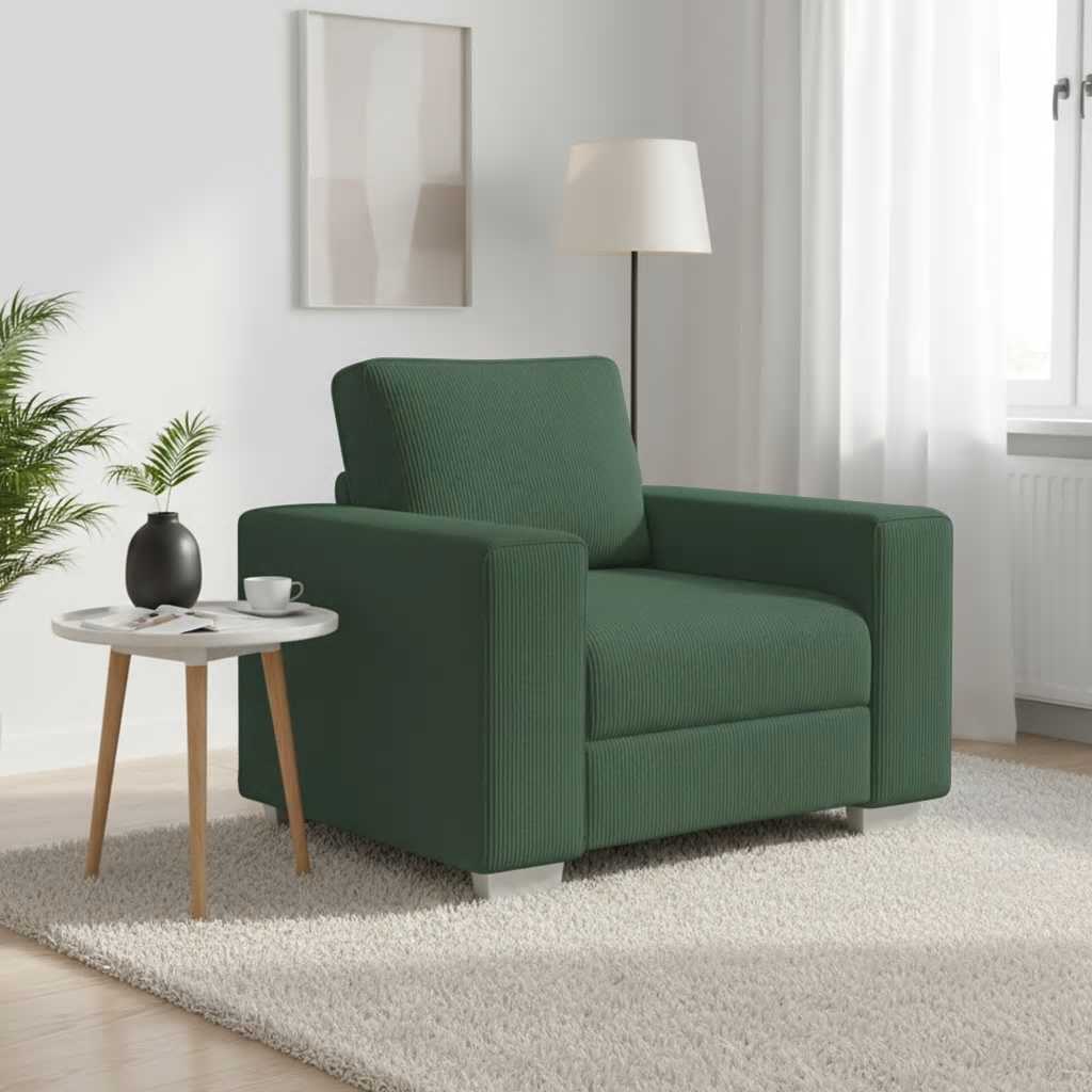 Sofa fotelja tamnozelena 100x77x82 cm korduro tkanina