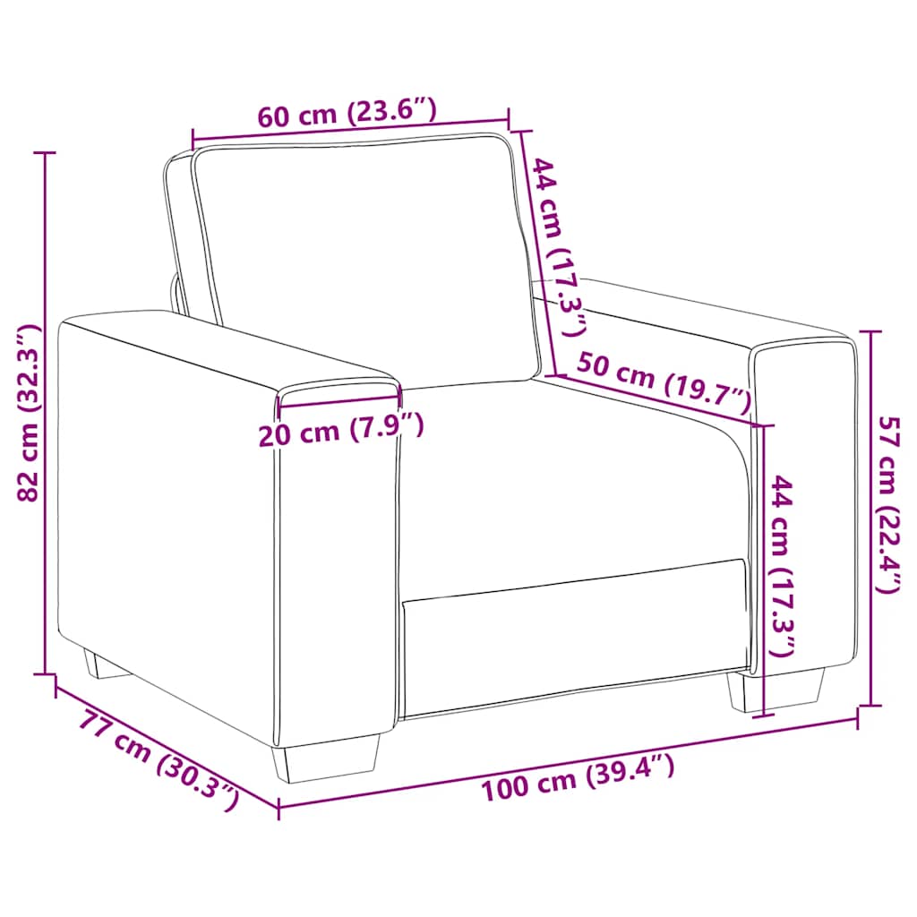 Sofa fotelja roza 100x77x82 cm baršun