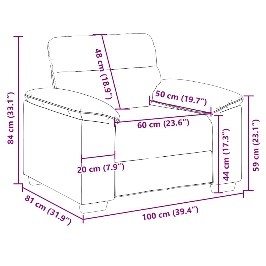 Sofa fotelja siva 100x81x84 cm tkanina