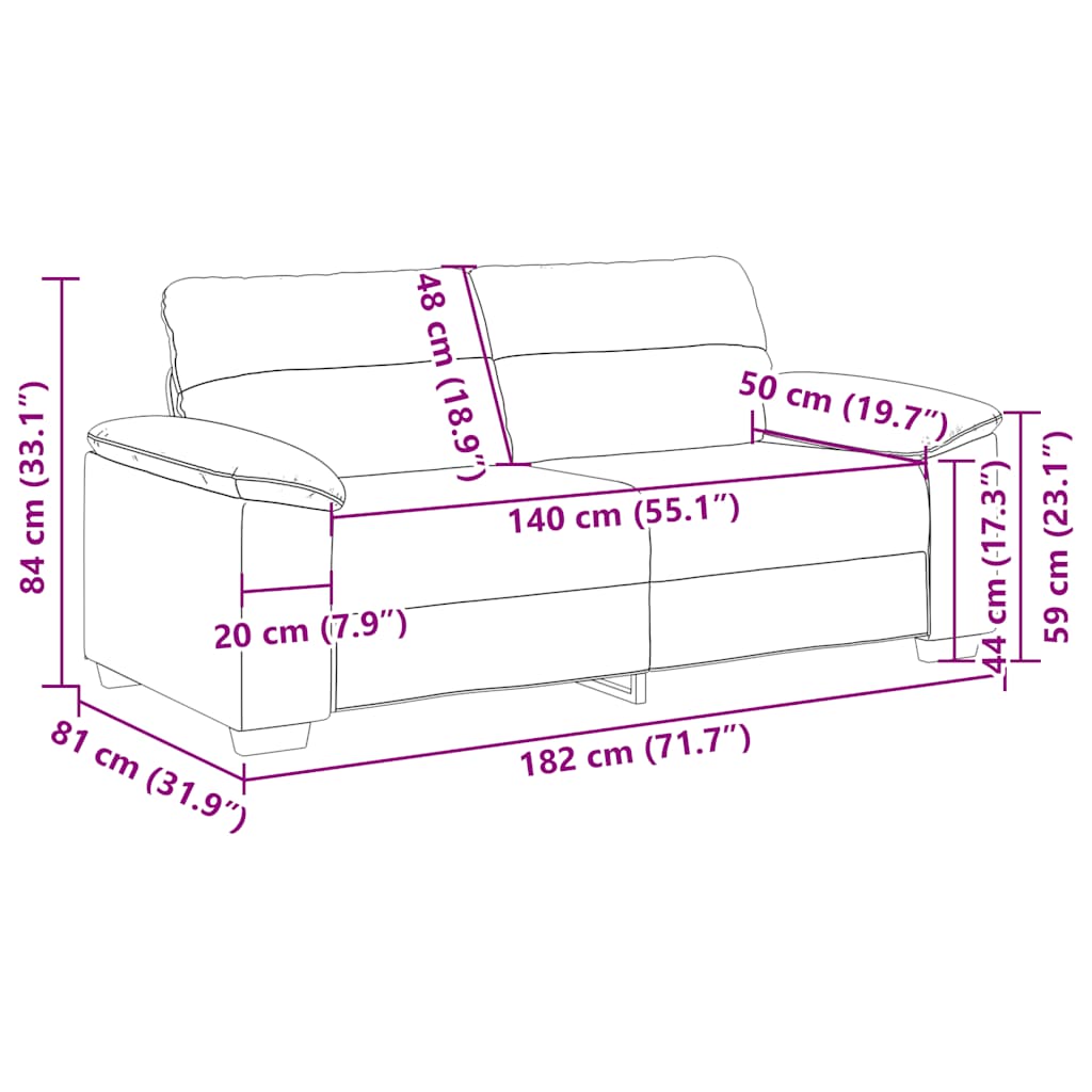 Dvosjed Sofa Svijetlo siva 180x81x84 cm Tkanina