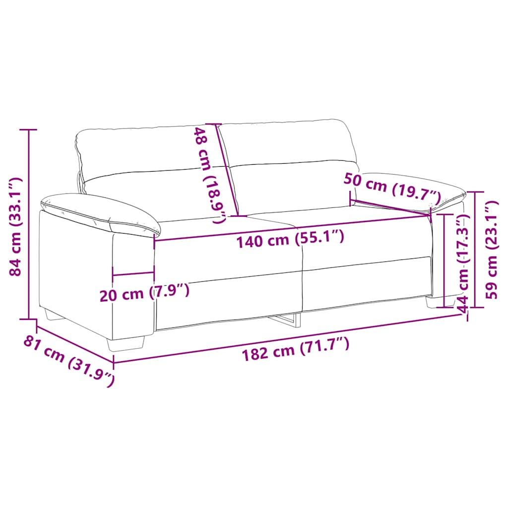 Dvosjed Sofa Taupe 180x81x84 cm Tkanina