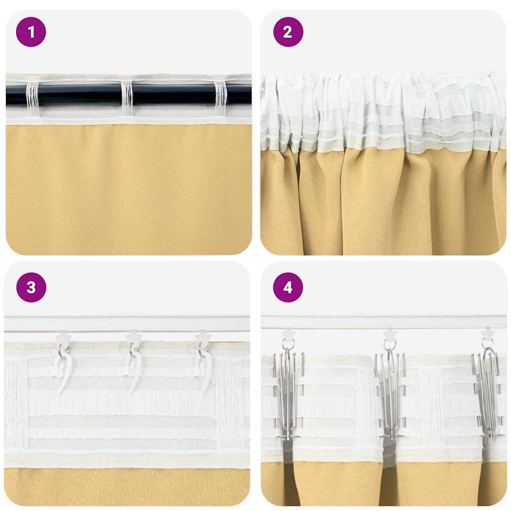 Zavjese za blackout s prstenovima 2 pcs Bež 140 x 140 cm