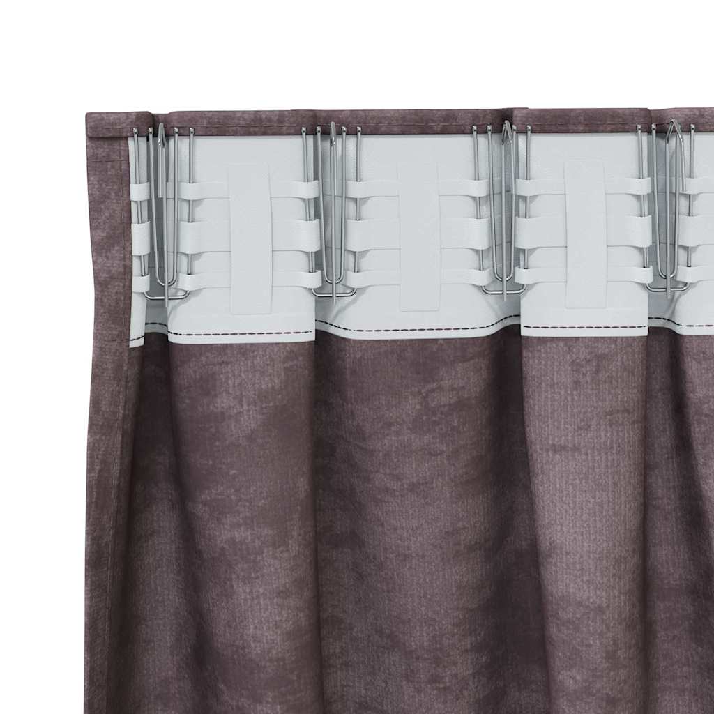 Baršunaste zavjese sa zavjesama 2 pcs Smeđa 140 x 140 cm Baršun