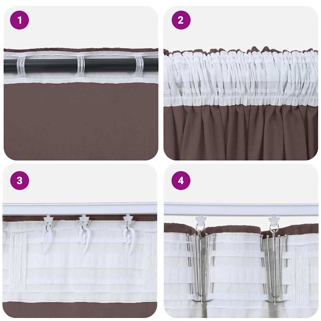 Baršunaste zavjese sa zavjesama 2 pcs Smeđa 140 x 140 cm Baršun
