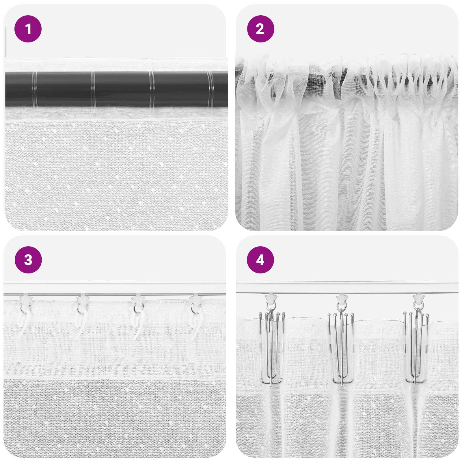 Čipkasta zavjesa sa zavjesama Bijelo 240 x 200 cm Poliester