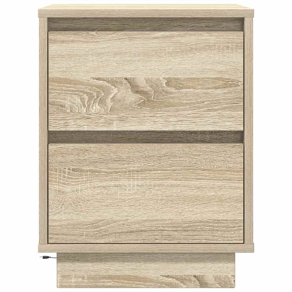 Noćni ormarići s LED svjetlima 2 kom boja hrasta 38x34x50 cm Smeđa
