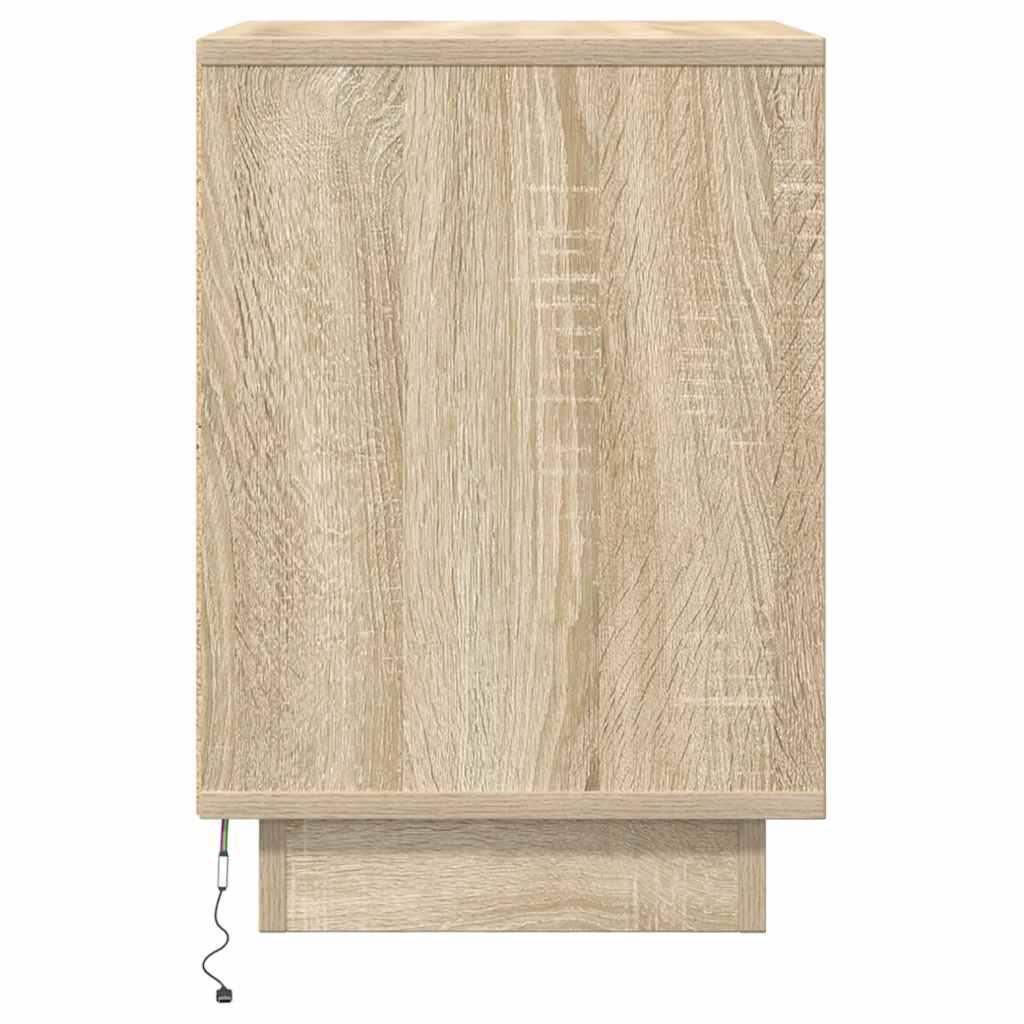 Noćni ormarići s LED svjetlima 2 kom boja hrasta 38x34x50 cm Smeđa