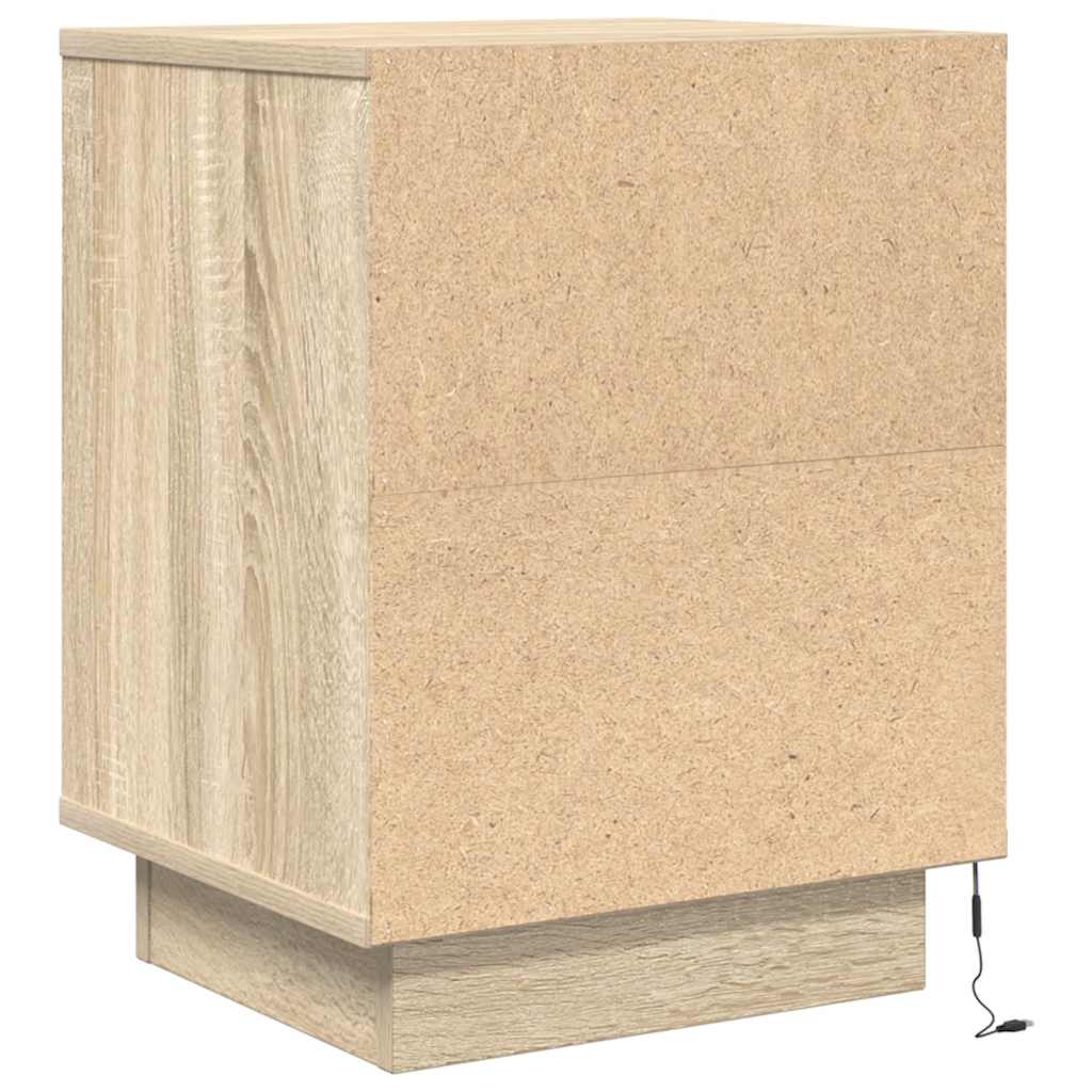 Noćni ormarići s LED svjetlima 2 kom boja hrasta 38x34x50 cm Smeđa