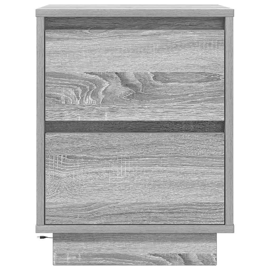Noćni ormarići s LED svjetlima 2 kom boja hrasta 38x34x50 cm Siva