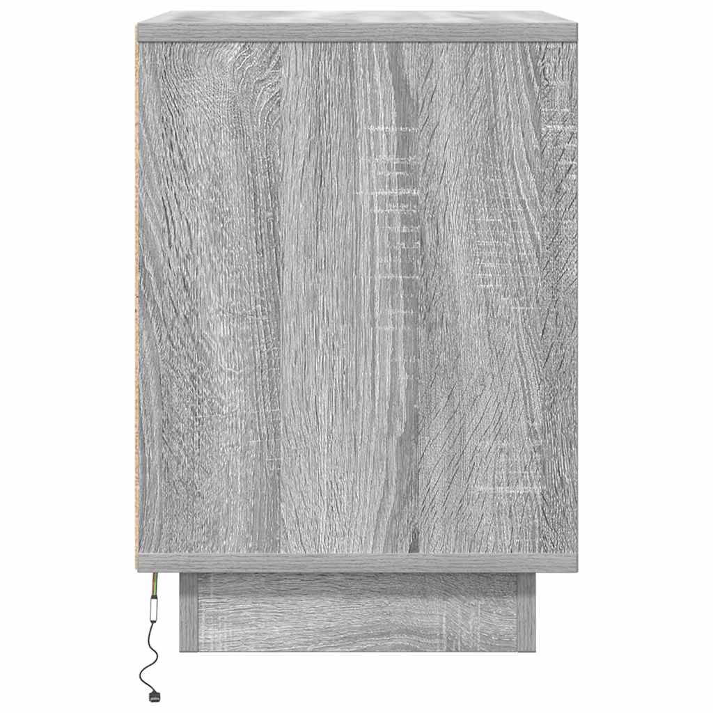 Noćni ormarići s LED svjetlima 2 kom boja hrasta 38x34x50 cm Siva