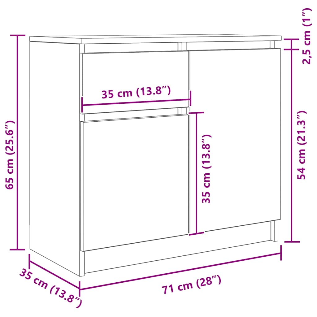 Komoda s ladicom siva sonoma 71x35x65 cm konstruirano drvo