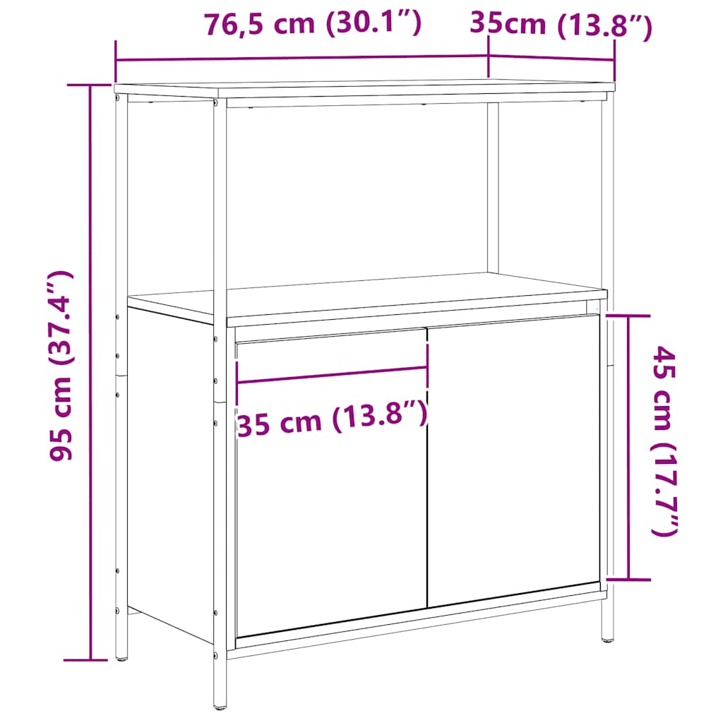 Kupaonski ormarić s policama crni hrast 76,5x35x95 cm