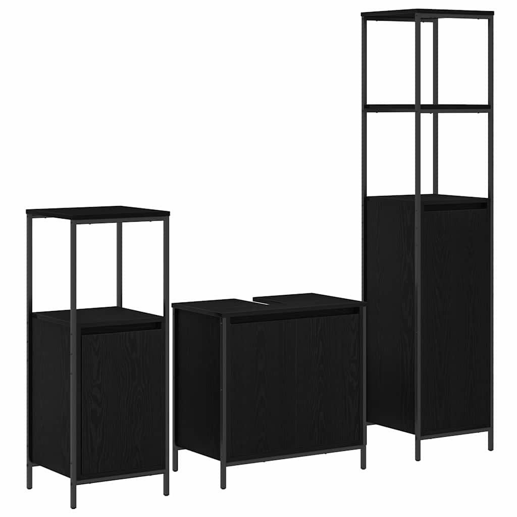 Set namještaja za kupaonicu 3 kom. Crni hrast 36 x 35 x 165 cm