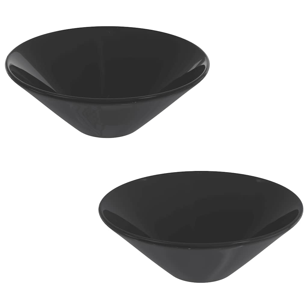 Umivaonici 2 kom. Sjajno crni Ø42x14 cm Keramički