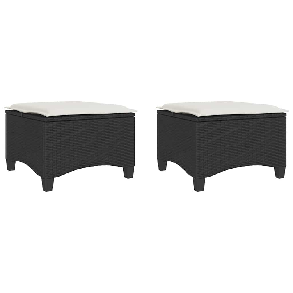 Vrtne stolice s jastucima 2 kom. Crne 55x55x36 cm Poli ratan