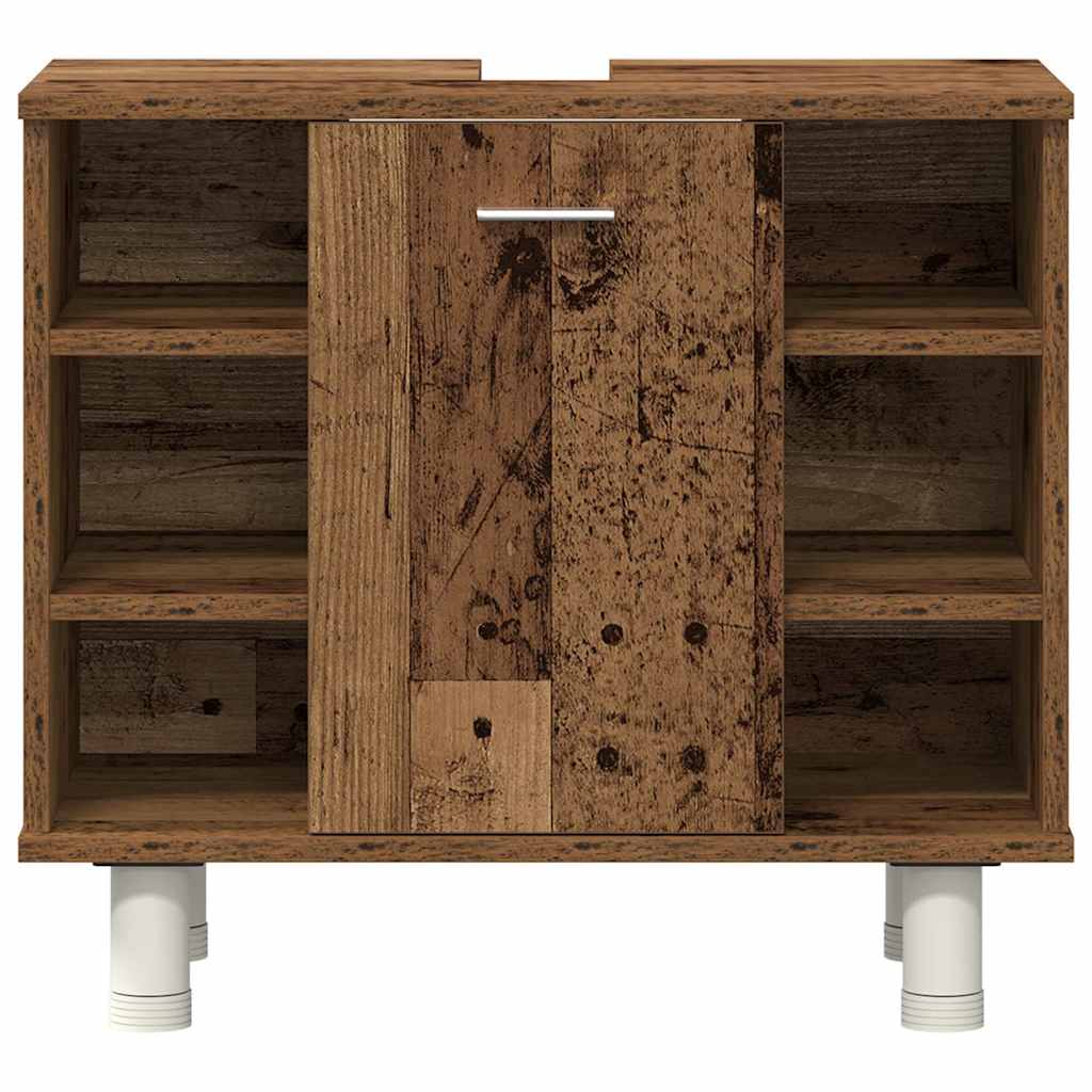 4-dijelni set kupaonskog namještaja od starog drveta Smeđa