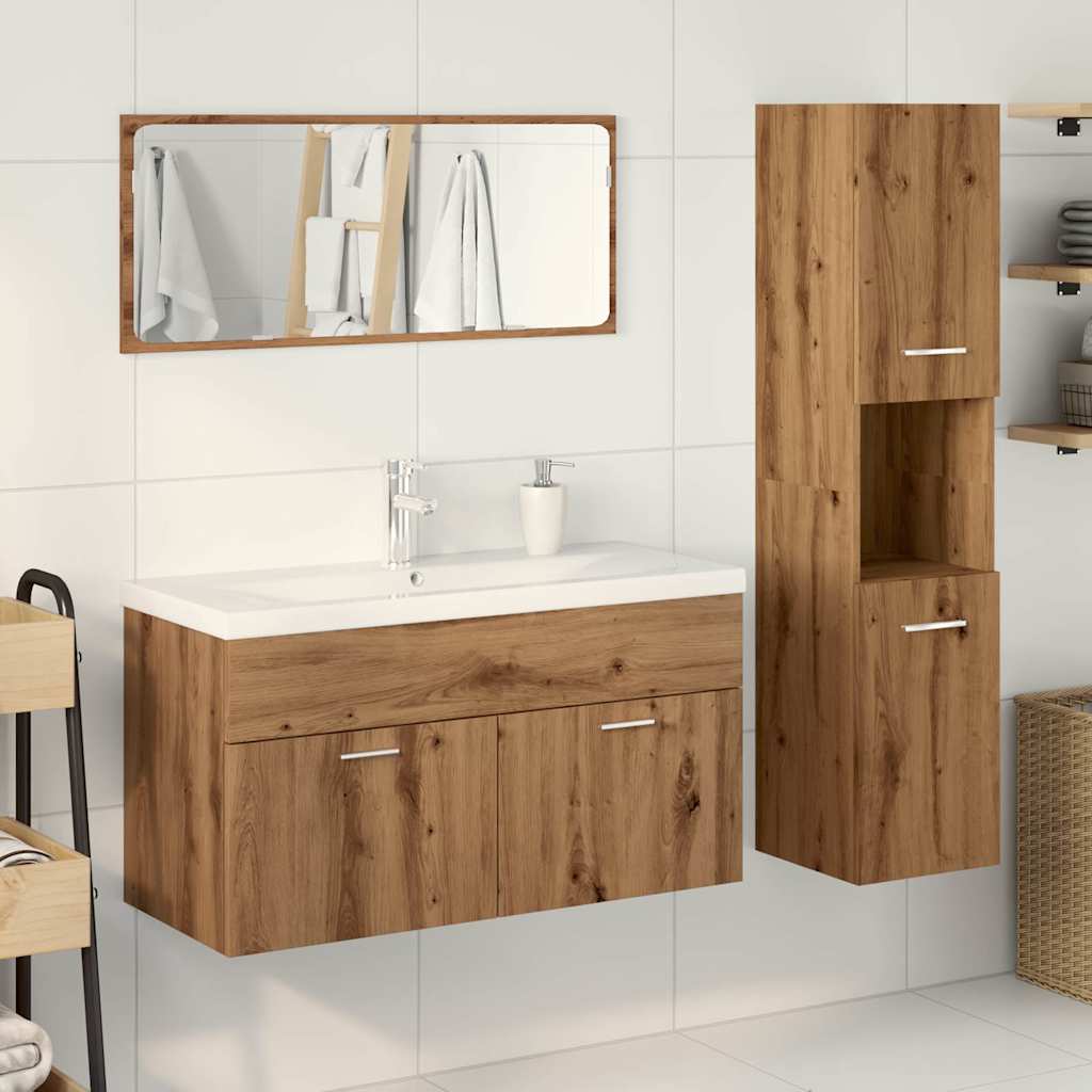 4-dijelni set kupaonskog namještaja käsityöläinen tammi Smeđa 90 x 38.5 x 46 cm