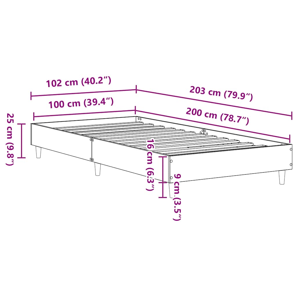 Okvir kreveta bez madraca bijeli 100x200 cm izrađeno drvo