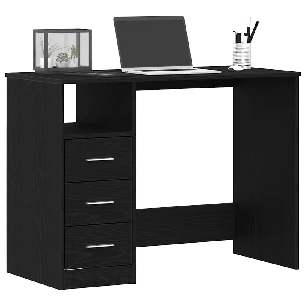 Radni stol s ladicama Crni hrast 102x50x76 cm Konstruirano drvo