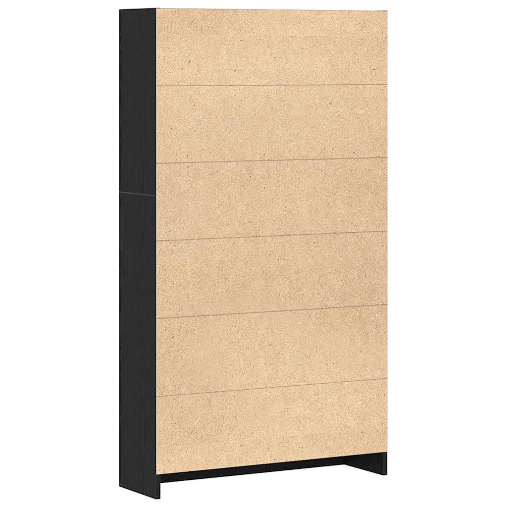 Polica za knjige s 4 etaže crni hrast 80x24x143 cm inženjerski drvo