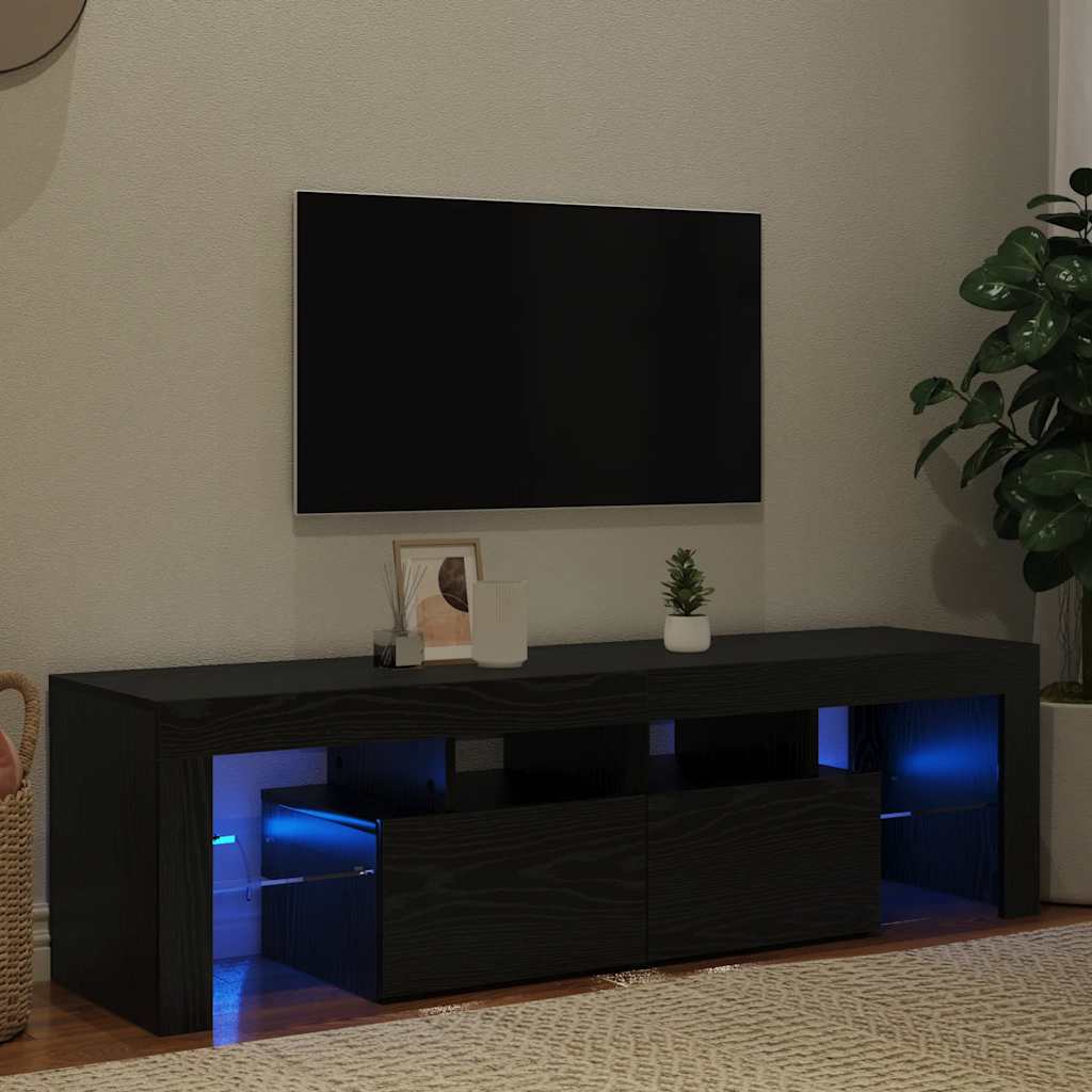 TV ormarić s LED svjetlima crni hrast 140x36,5x40 cm inženjerski drvo