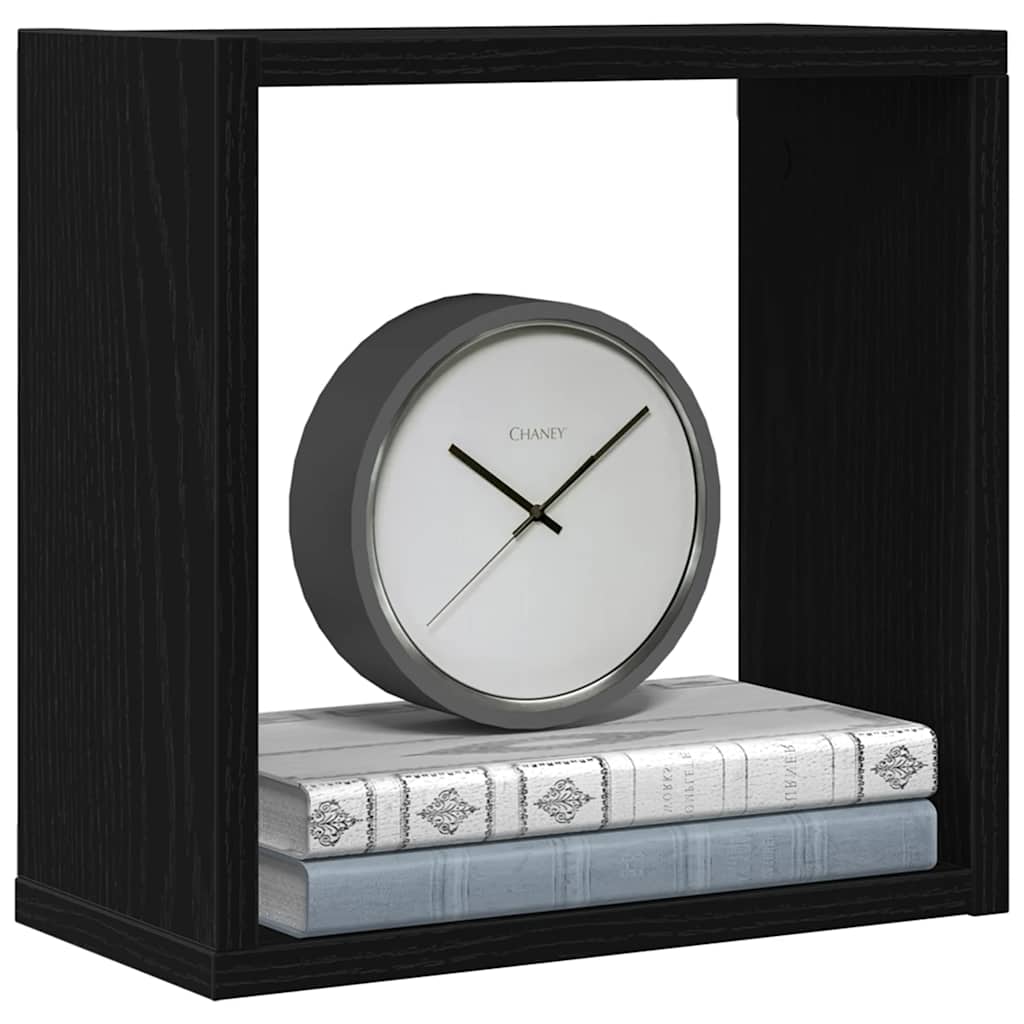 Zidne kockaste police 2 kom crni hrast 30x15x30 cm inženjersko drvo