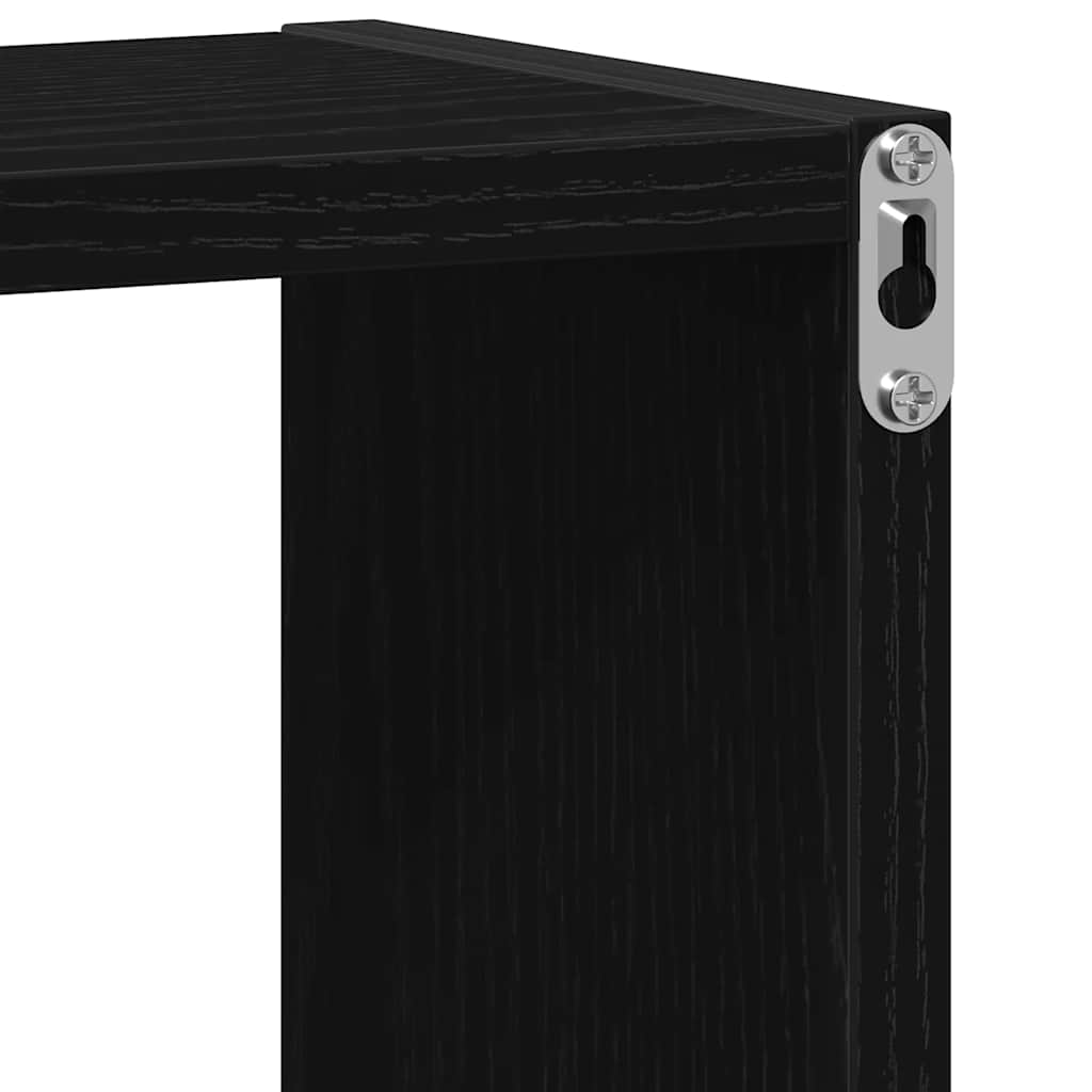 Zidne kockaste police 6 kom crni hrast 30x15x30 cm inženjersko drvo