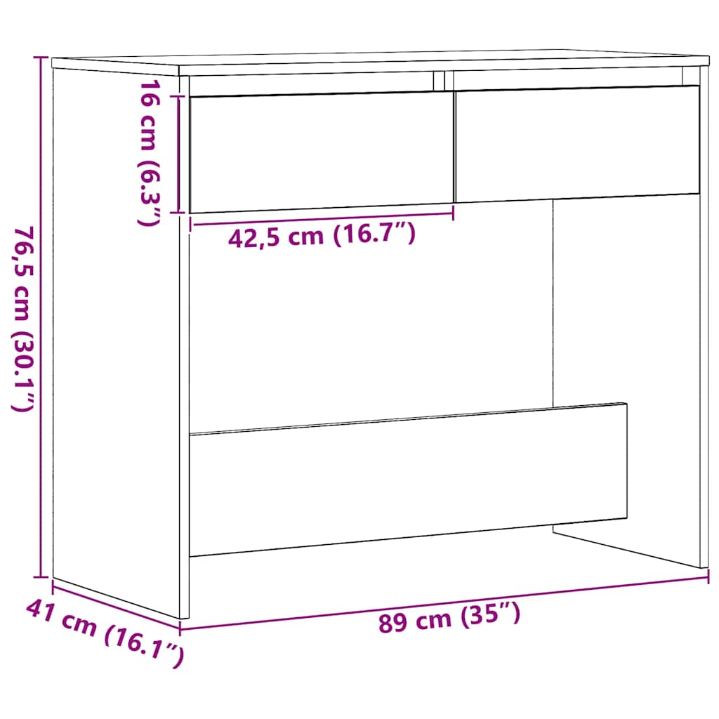 Konzolni stolić crni hrast 89x41x76,5 cm Konstruirano drvo