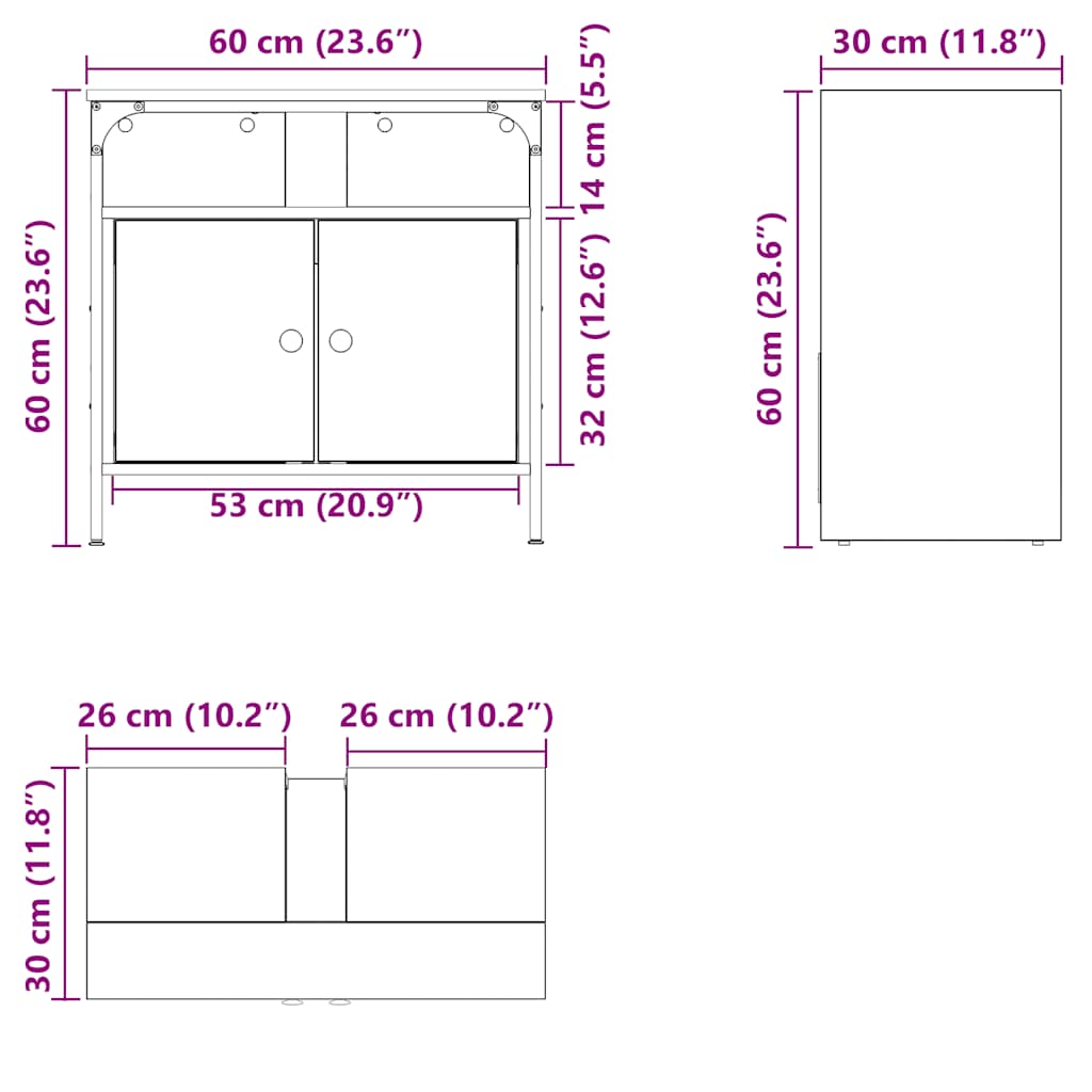 Ormarić za umivaonik u kupaonici Artisan hrast 60x30x60 cm Inženjersko drvo