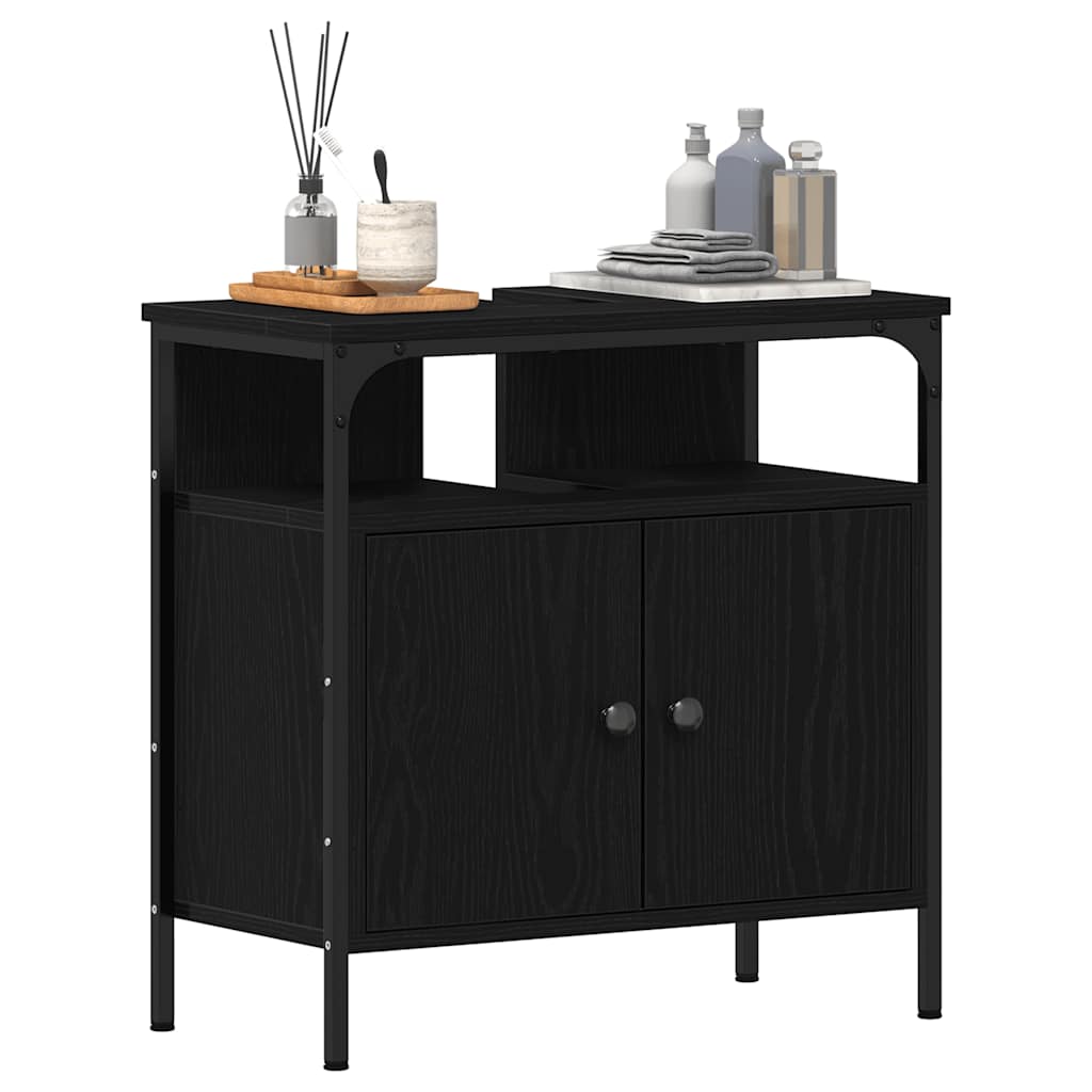 Ormarić za umivaonik u kupaonici crni hrast 60x30x60 cm inženjerski drvo
