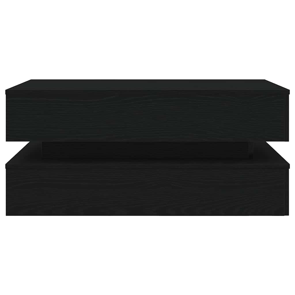 Klub stolić s LED svjetlima crni hrast 90x50x40 cm