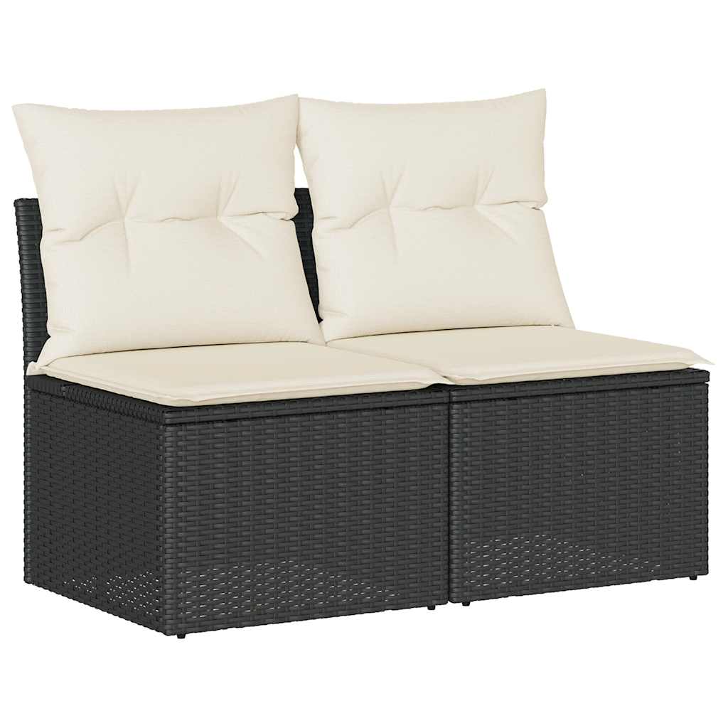 2-dijelni set vrtnih sofa s jastucima crni od poliratana bagrem Crna