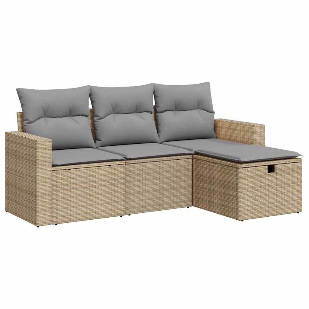 4-dijelni set vrtnih sofa s jastucima bež od poliratana