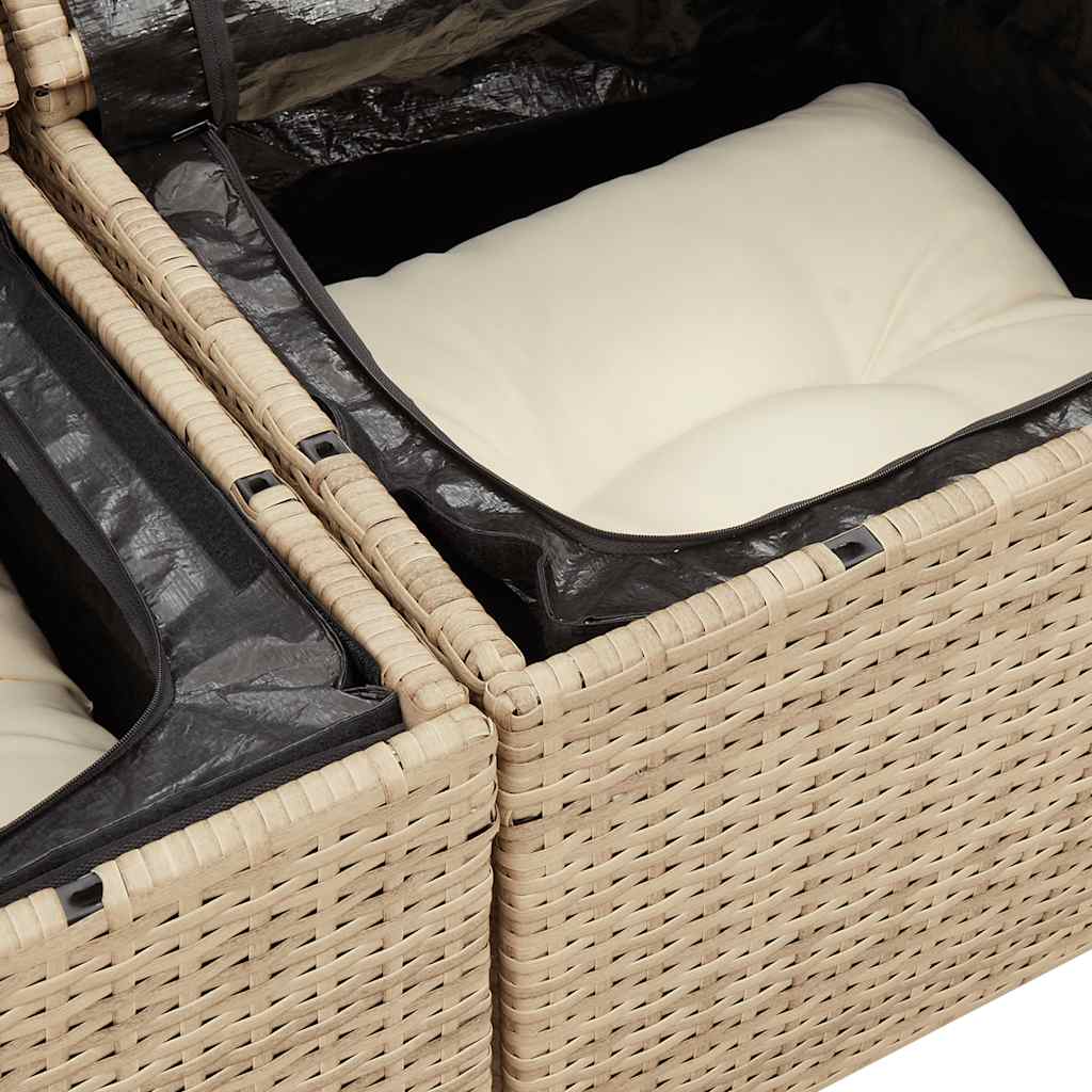 4-dijelni set vrtnih sofa s jastucima bež od poliratana