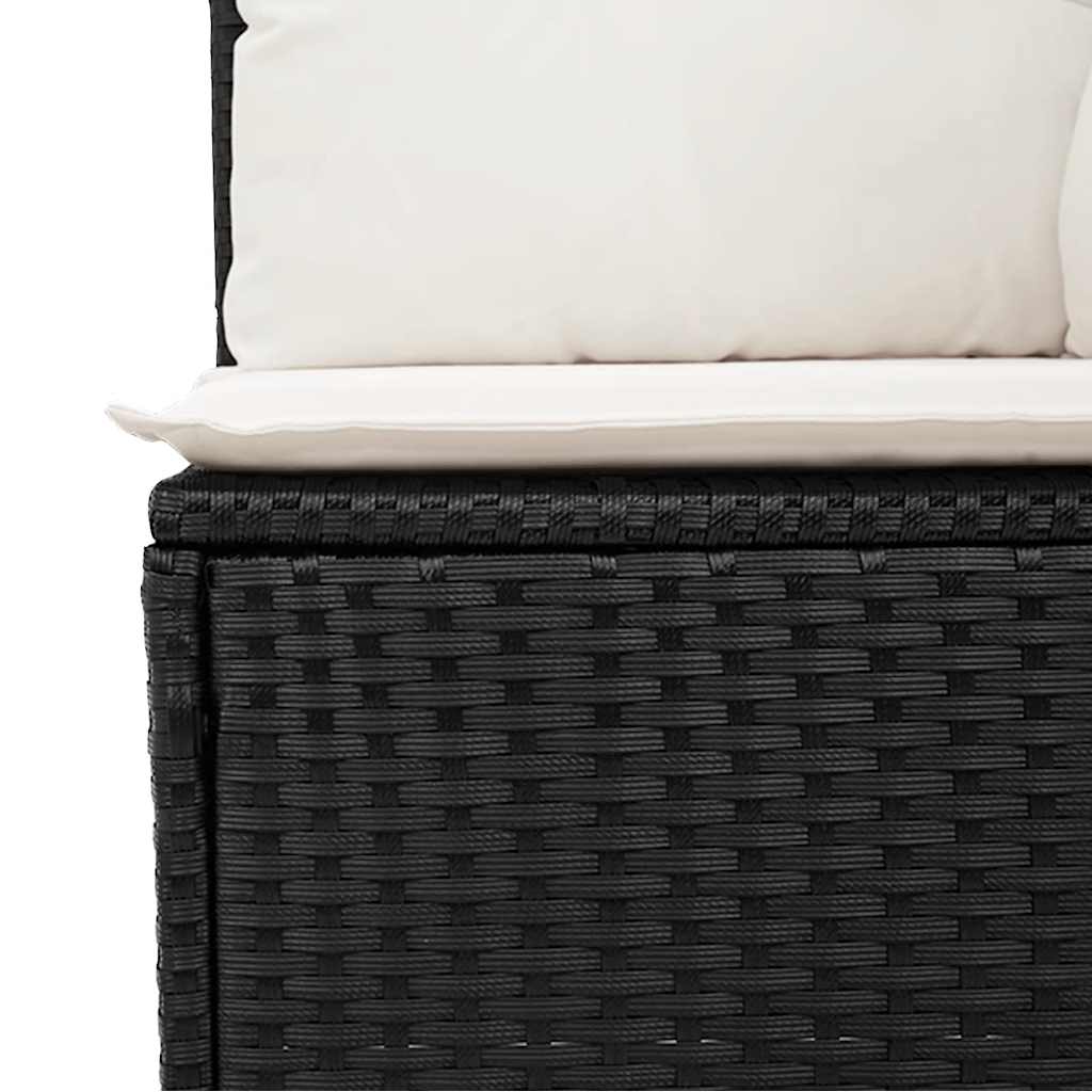 7-dijelni set vrtnih sofa od poliratana s jastucima crni Crna