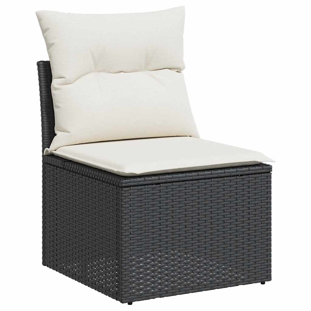 7-dijelni set vrtnih sofa od poliratana s jastucima crni Crna