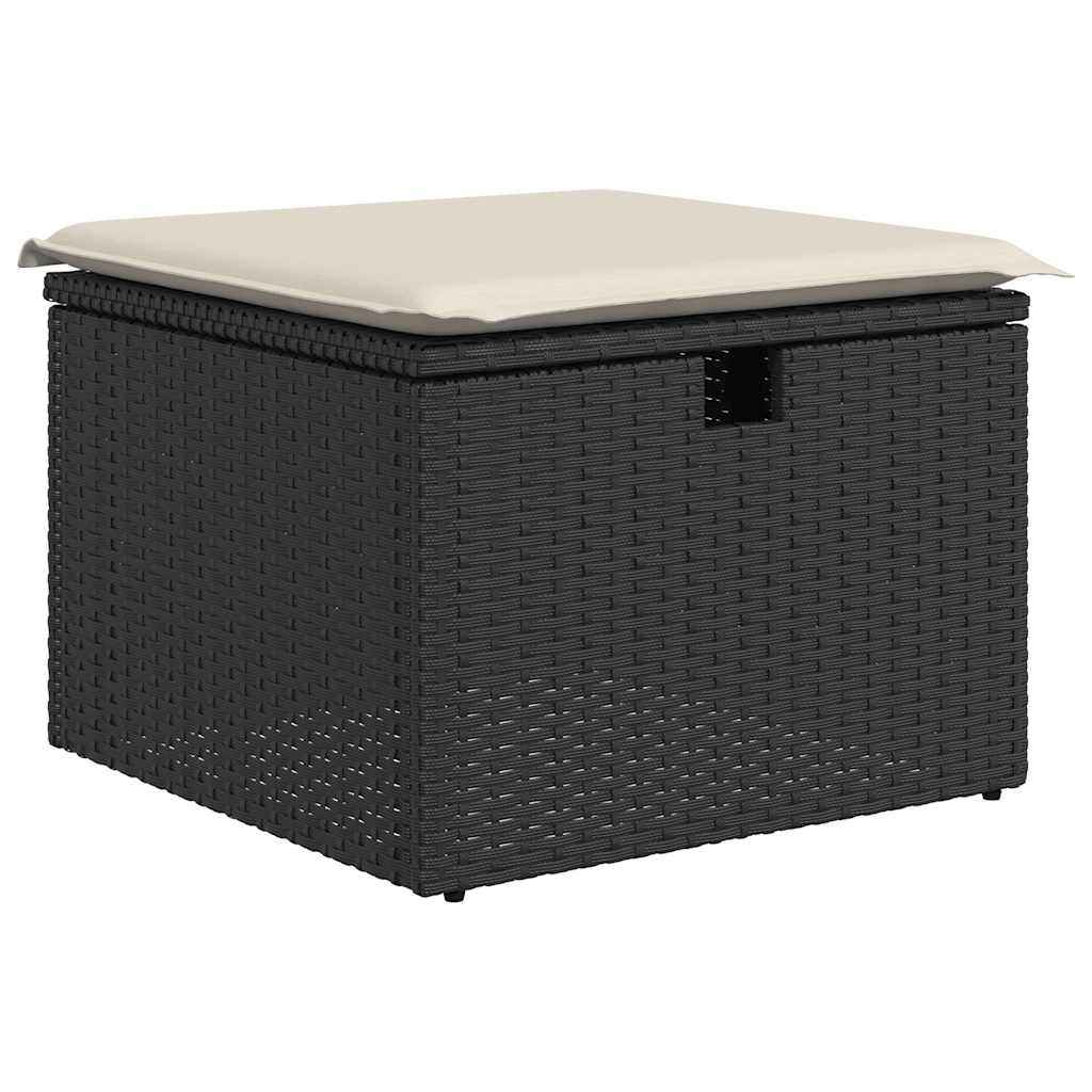 7-dijelni set vrtnih sofa od poliratana s jastucima crni Crna