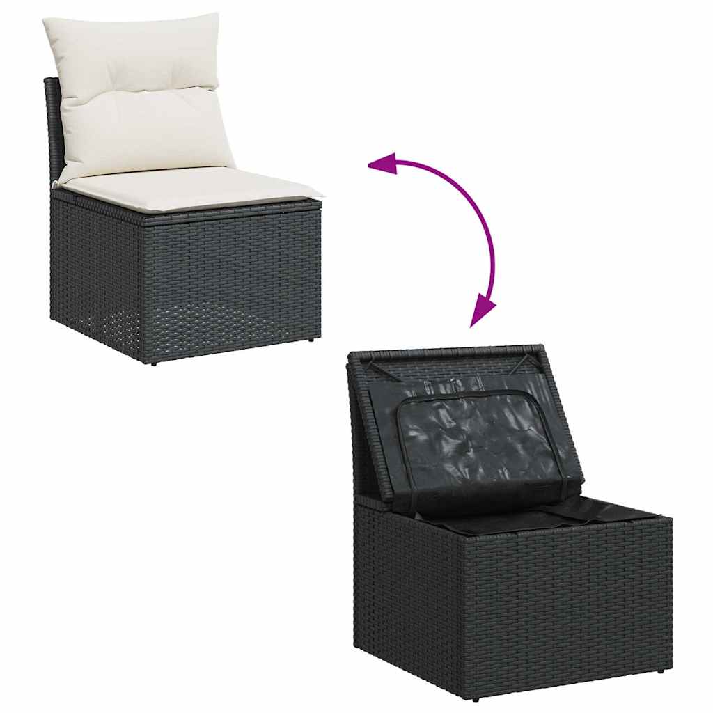 7-dijelni set vrtnih sofa od poliratana s jastucima crni Crna