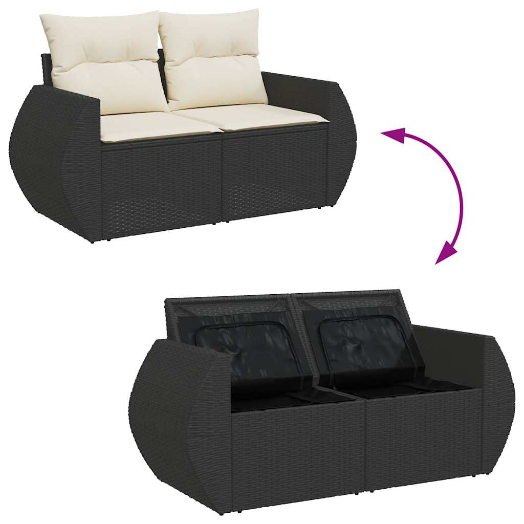 7-dijelni set vrtnih sofa od poliratana s jastucima crni Crna