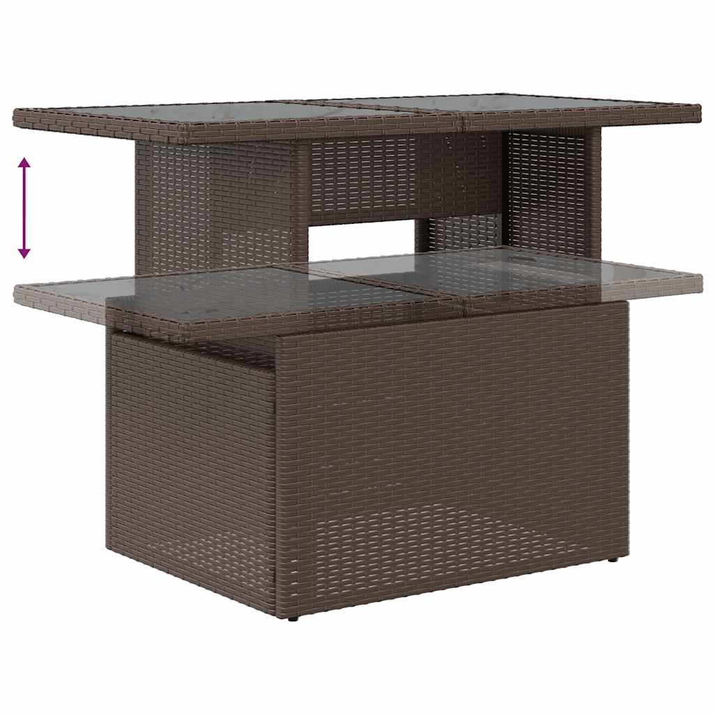 Vrtni set od 6 dijelova s jastucima, smeđi poliratan, akacija