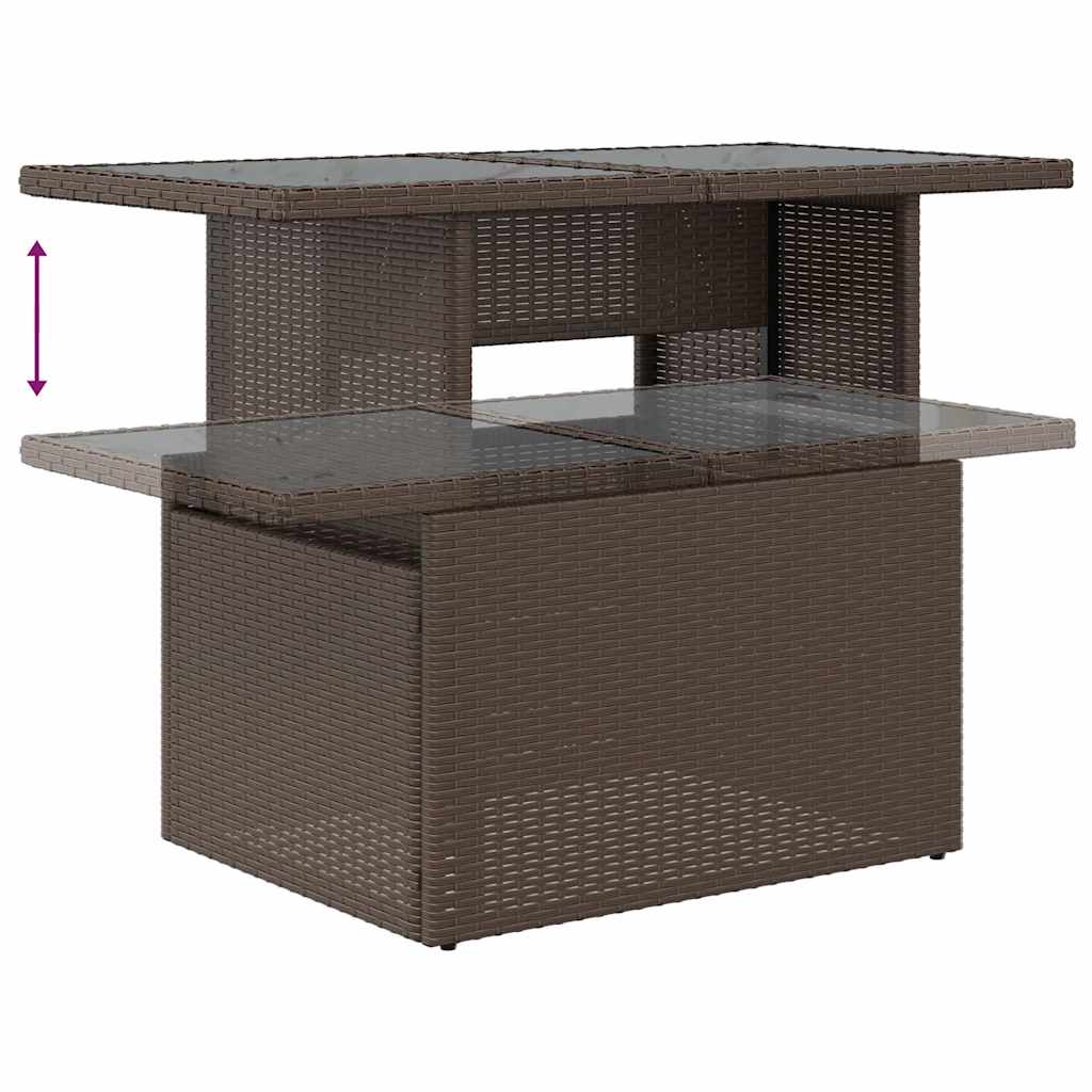 Vrtni set od 6 dijelova s jastucima, smeđi poliratan, akacija