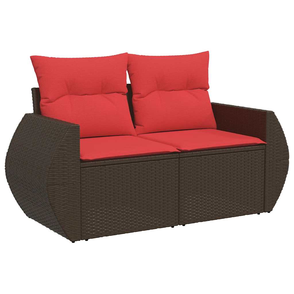 Vrtni set od 8 dijelova s jastucima, smeđi poliratan, akacija