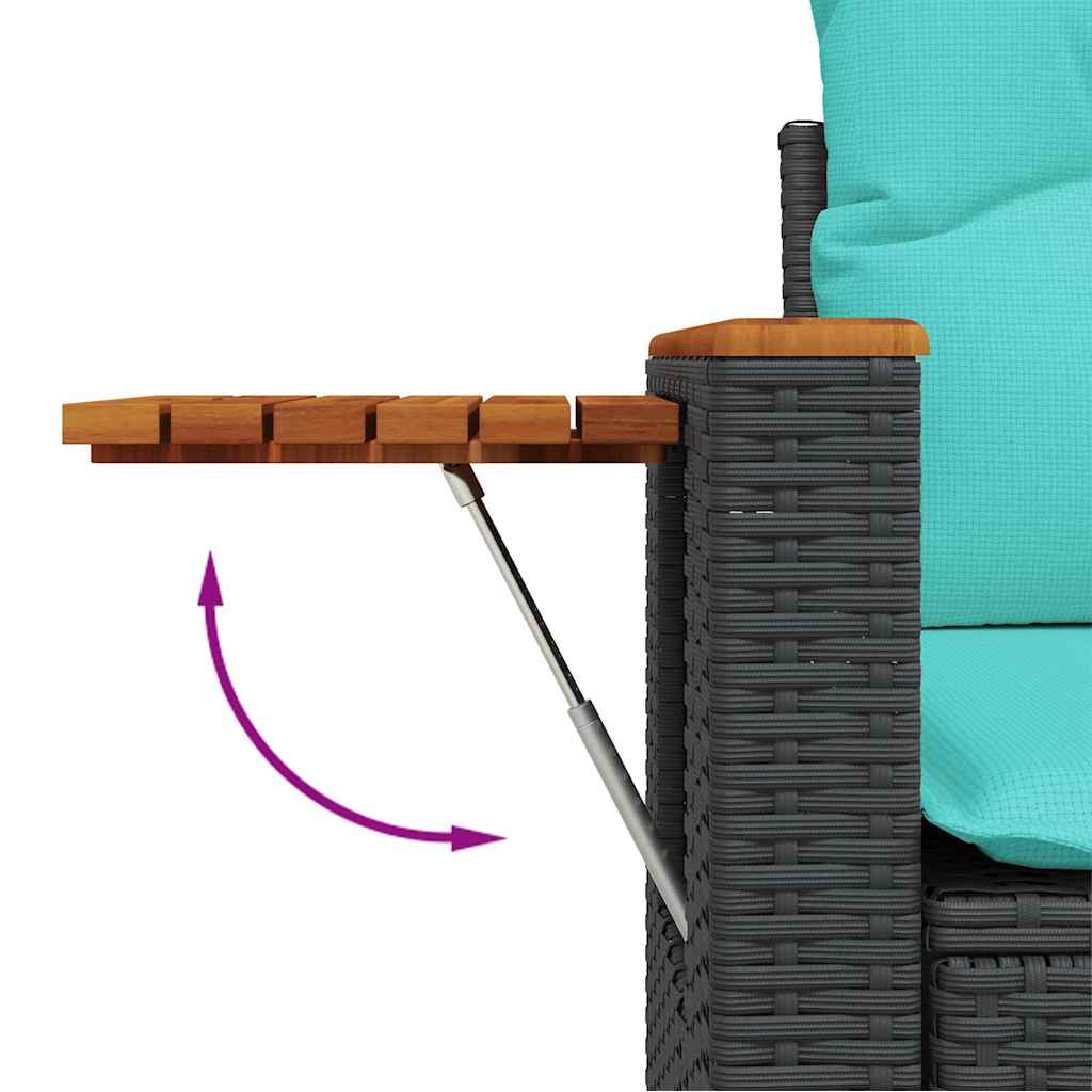 Vrtni set od 7 dijelova s jastucima, smeđi poliratan, akacija