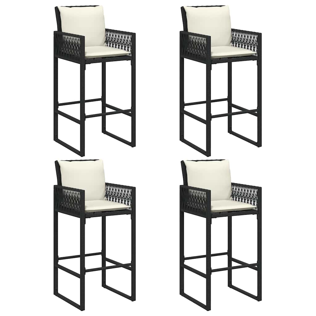 5-dijelni vrtni barski set s jastucima crni poliratana bagrem Crna 145 cm