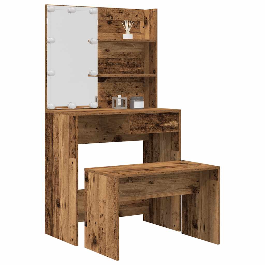 toaletni stolić s LED-om izrađenim od starog drva Smeđa 74.5 x 40 x 141 cm