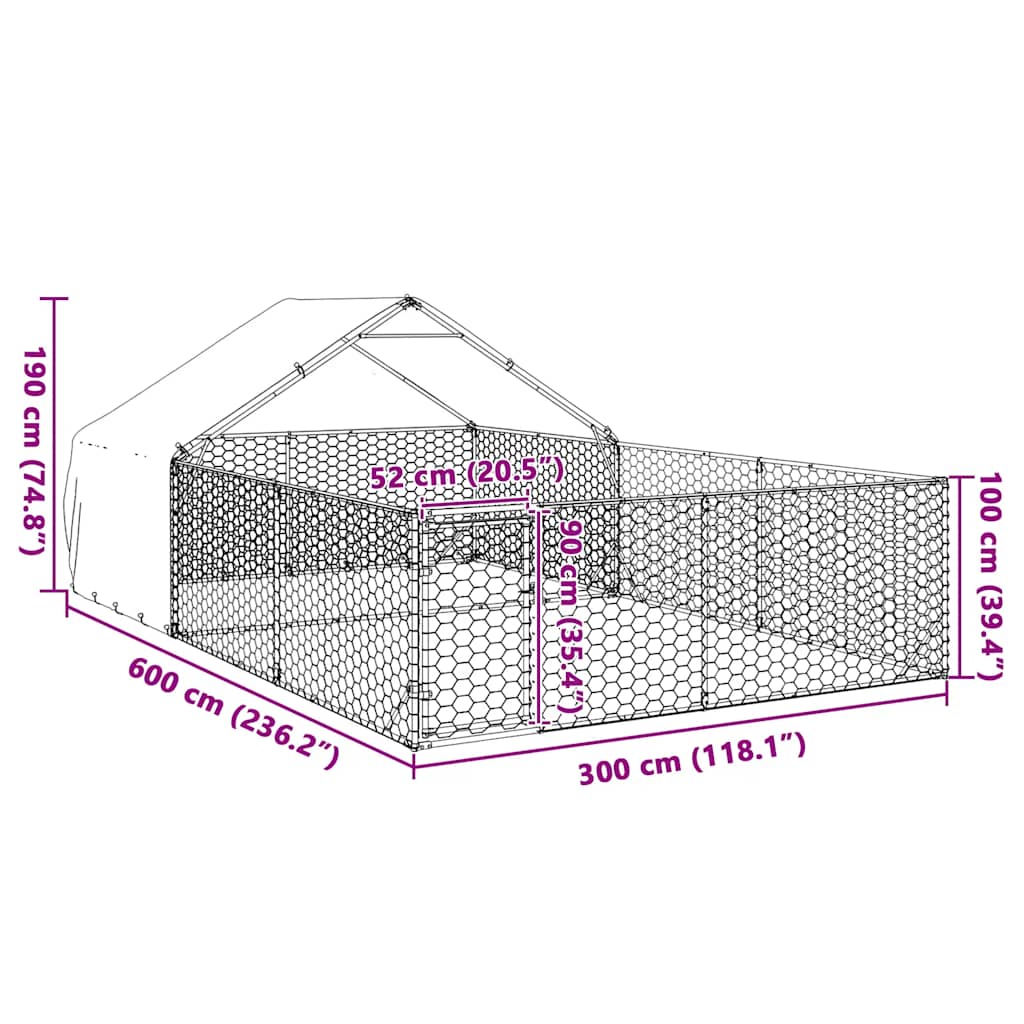 Vanjska kućica za pse sa stazom 6x3x1,9 m pocinčani čelik